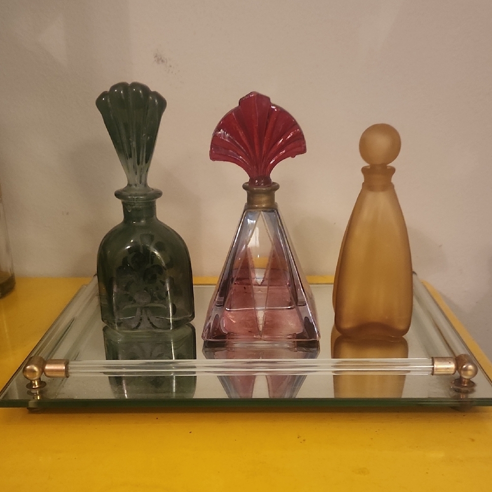 Set of Three Vintage Glass Perfume Bottles